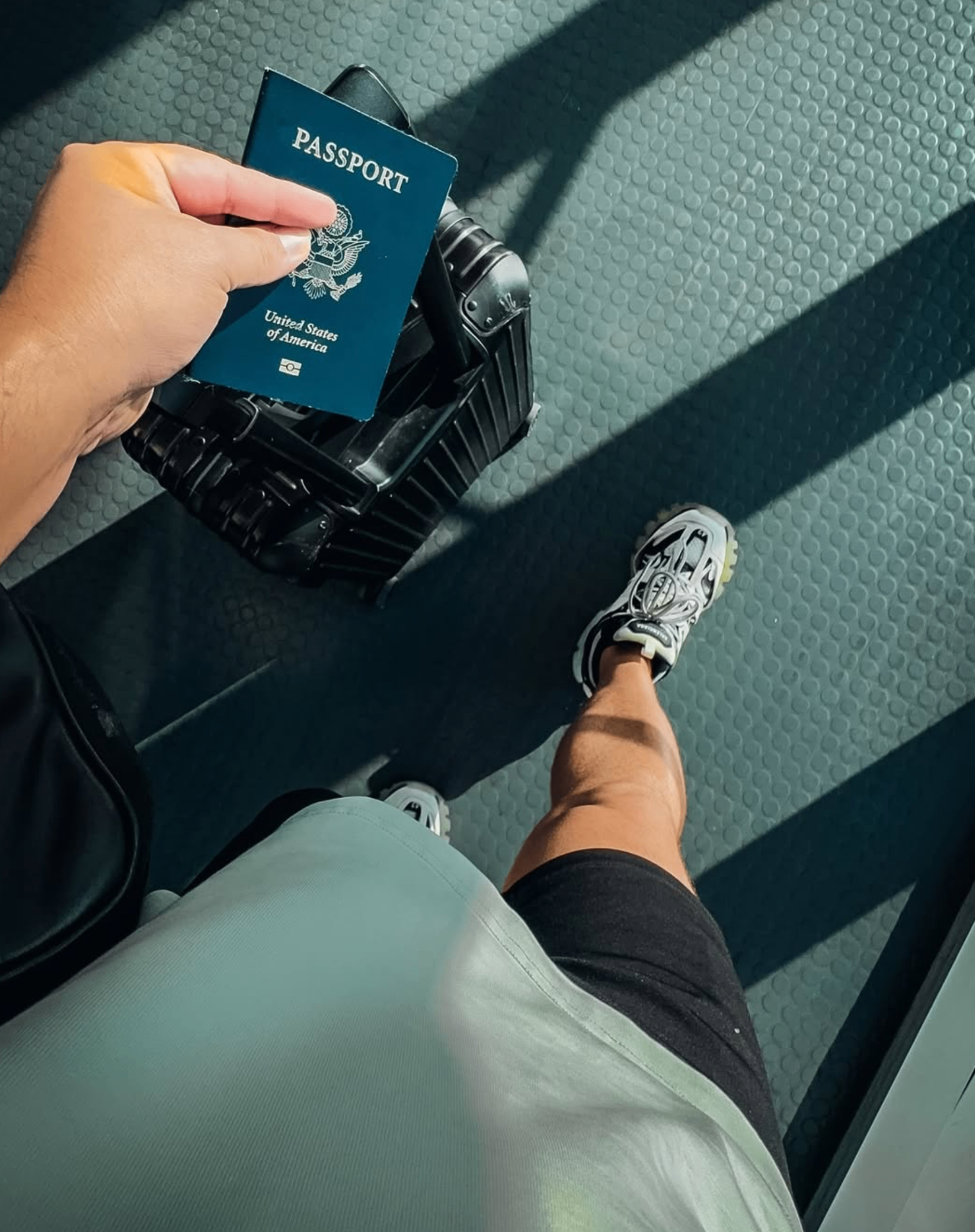 Passport and suitcase, travel day